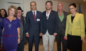 NEW YORK, NY - SEPTEMBER 21 : Prime Minister Antoni Mart Petit with some of the guest at the Opening exhibition of Art Camp ÒColors of the PlanetÓ at the United Nations on September 21, 2016 in New York, VIEWpress/Maite H. Mateo