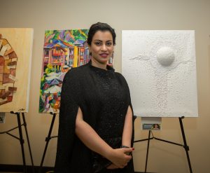 NEW YORK, NY - SEPTEMBER 21 : Asma Al Dakhillat the Opening Exhibition at the United Nations. Art Camp ÒColors for the PlanetÓ at the United Nations on September 21, 2016 in New York, VIEWpress/Maite H. Mateo